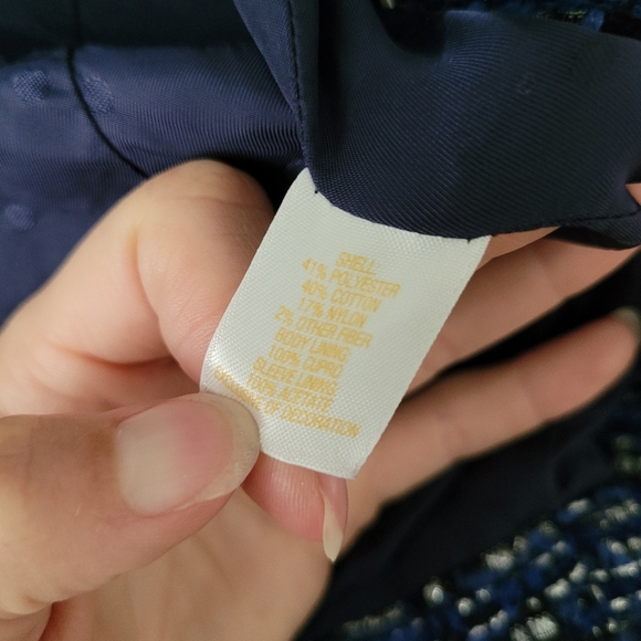 Kate Spade New York "Silver Lining" Tinsel Tweed Blazer Jacket Sz 0 Royal Blue - Picture 9 of 12